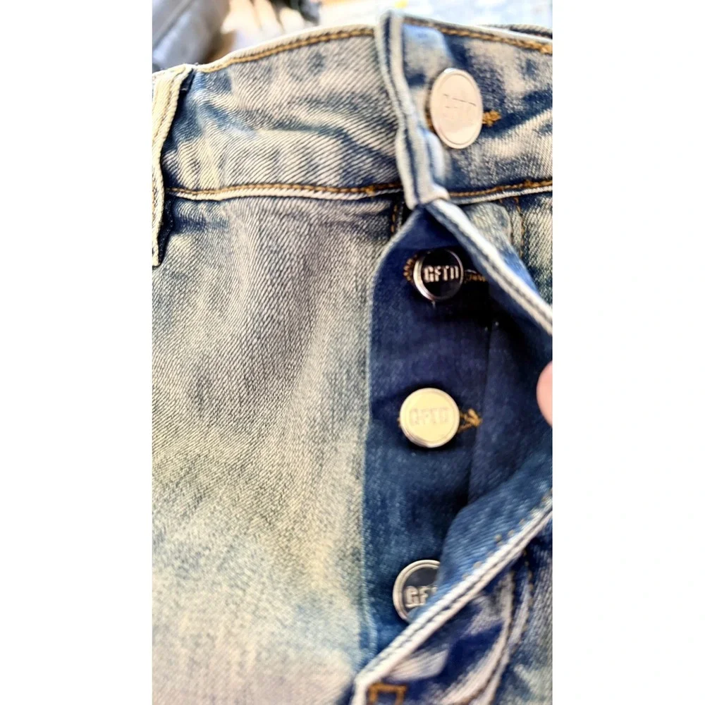 GFTD LA Men's Skinny Fit Button Fly Distressed Denim SAMPLE Jeans Size 34x32